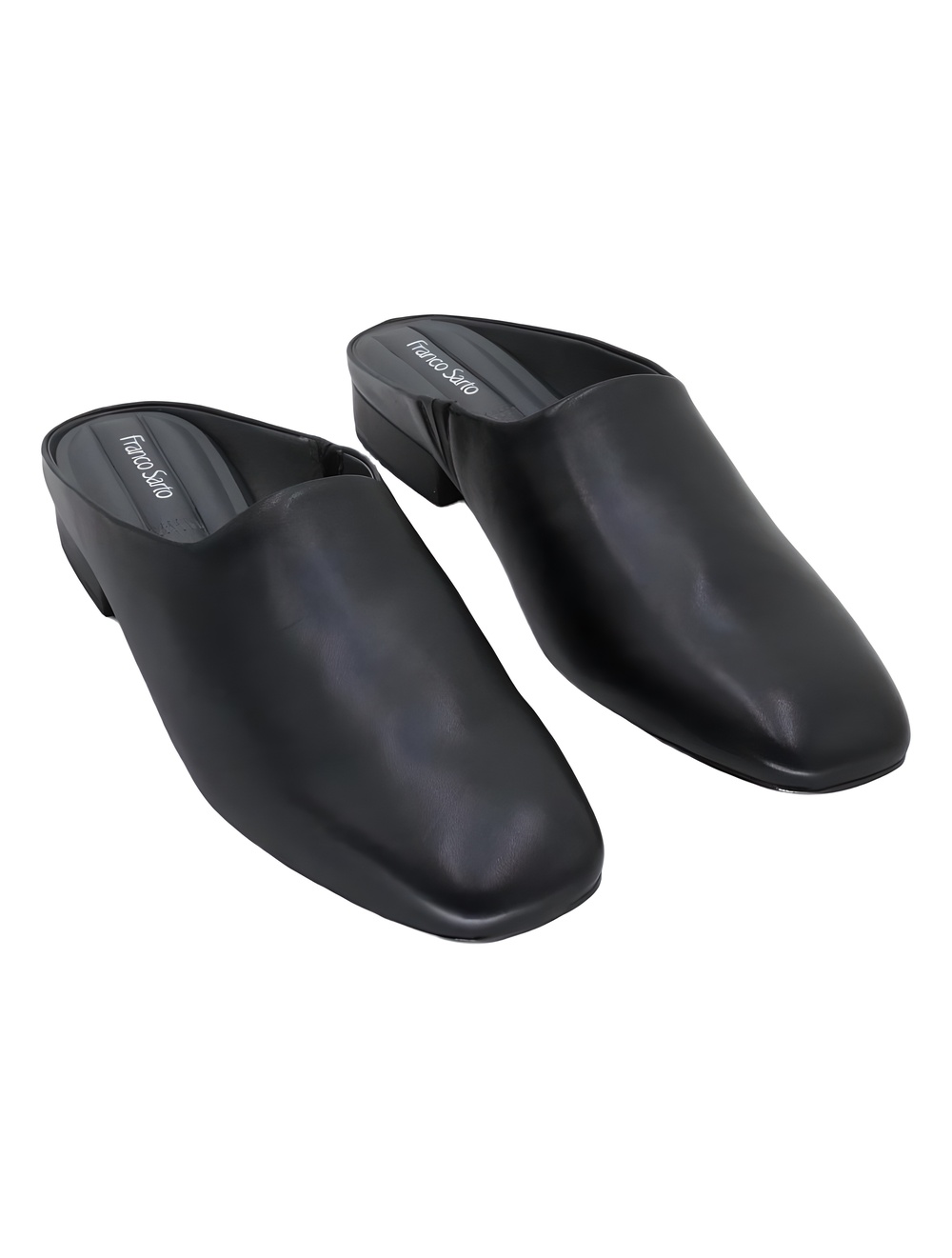 Franco Sarto Black Leather Square Toe Mules Size 11M